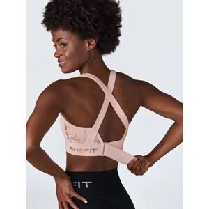 SHEFIT Flex Sports Bra 3 Luxe Blush Pink Medium Impact Workout Activewear Gym
